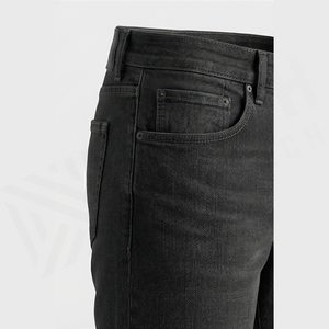 Jean en denim coupe droite délavé foncé pour homme, taille haute, coupe slim, en coton, style décontracté, pantalon d'automne - Product Image 5