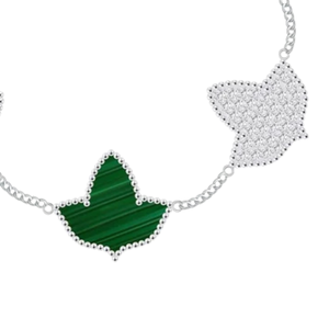   Bracelet en malachite 5 feuilles de lierre plaqué argent, bijou en pierre verte, élégant design à cinq feuilles de lierre, bracelet de mode pour femme - Product Image 5