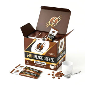 กาแฟดำสำเร็จรูป 2 in 1 รสหวานน้อย แบบซอง สำหรับใช้ที่บ้านและที่ทำงาน - Product Image 1