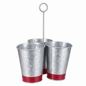 Support de Rangement en Métal Galvanisé pour Couverts, Organisateur à 3 Compartiments pour Ustensiles, Seau de Rangement pour Cuillères et Fourchettes - Product Image 1