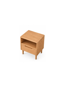 Mesita de Noche Moderna de Madera con un Cajón y Estante Abierto, Estilo Escandinavo, Mueble para Dormitorio o Sala de Estar - Product Image 5