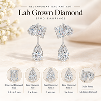 Boucles d'oreilles clous en diamant de laboratoire taille radiant rectangulaire |   Bague solitaire en argent sterling avec sertissage en panier, certifiée IGI, bijoux fins pour femmes
