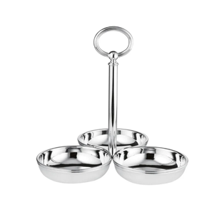 Elegante Juego de Tazones Triples de Aluminio para Servir Aperitivos con Acabado Moderno para Frutos Secos, Dulces y Decoración de Mesa - Product Image 3