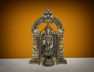 Nirmala Handicrafts Brass Tirupati Balaji <b>Statue</b> with Prabhavali Arch Wax Casting Handmade for Tabletop - Product Image 2