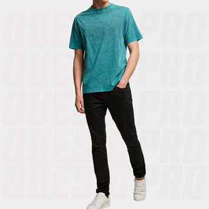 T-shirts pour hommes délavés à l'acide avec impression de logo personnalisé, prix de gros, approvisionnement en vrac de grande quantité, longueur longue, tissu en coton premium - Product Image 6