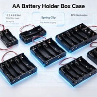 Soporte para pilas AA FYX, caja de plástico con 1, 2, 3, 4, 6 u 8 ranuras, con cable, cubierta y clip de resorte, fuente de alimentación para electrónica DIY