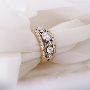 Igi/gia แล็บตัดเพชรวินเทจ14K สีเหลืองงานแต่งงาน/หมั้นแหวน unisex ในงานปาร์ตี้ทองคำสีขาว-คู่ควรกับแหวนครบรอบ - Product Image 3