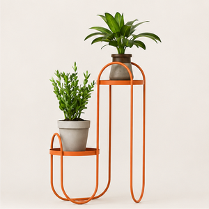 2-Tier Metal Plant Stand Powder Coated Wrought Iron Flower <b>Pot</b> <b>Holder</b> for Indoor Outdoor Balcony Living Room Garden Decor - Product Image 3