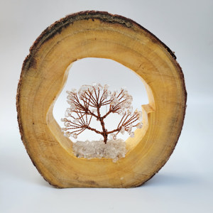 Latest 50 Carved Chip Natural crystal chips Tree Feng Shui Figurine Love <b>Wooden</b> <b>Ring</b> Semi-Precious Stone <b>Crafts</b> from India - Product Image 1