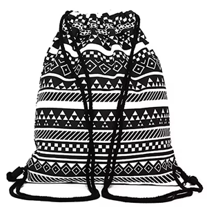Custom Cotton Canvas <b>Drawstring</b> Gift Bag Multi-Color Printed with Fashion Style and Logo Bulk Package Available - Product Image 1