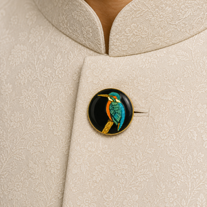 Botones de Metal Personalizados de Lujo con Eslabón de Latón, Botón de Metal con Esmalte Negro de Pájaro Reyezuelo para Hombre, Cierre para Chaqueta Blazer Estilo Country - Product Image 3