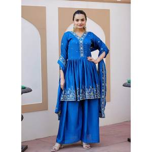 Tenue de soirée pour femmes de créateur Ensemble de costumes Sharara Séquence Brodée Travail - Product Image 3