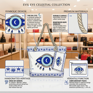 Beautiful Canvas Fabric Owl Evil Eye Rope Zipper Closure <b>Extra</b> <b>Large</b> Reusable <b>Printed</b> Tote Carry Bag OEM Wholesale Export India - Product Image 6