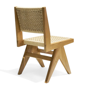 Chaise de salle à manger en teck et rotin de style moderne pour la décoration de meubles d'intérieur et d'extérieur - Product Image 4