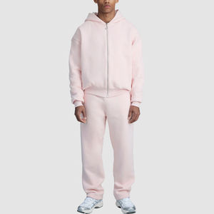 Ensemble de survêtement pour homme en molleton français avec fermeture éclair et pantalon baggy, style streetwear, 100% coton - Product Image 2