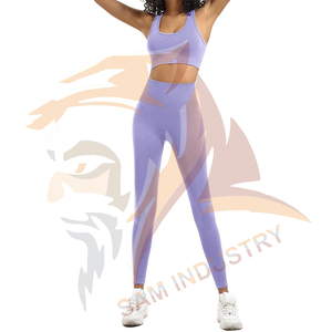 Ensemble de yoga pour femmes personnalisé avec étiquette privée, 2 pièces, sport, fitness, taille élastique, design personnalisable, ensemble de yoga en spandex/nylon - Product Image 4