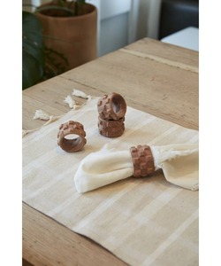 Natural Brown Terracotta Napkin Holder <b>Set</b> Casual Farmhouse Table Settings Rustic Earthy <b>Clay</b> Napkin Rings - Product Image 5