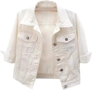 Bright Yellow Women <b>Denim</b> Jacket Casual Outwear Crop <b>Coat</b> High Quality Polyester Breathable Autumn OEM Supplier - Product Image 2