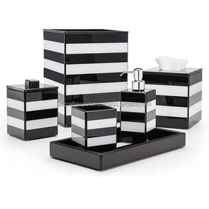 Ensemble de salle de bain en résine et accessoires de bain décoratifs, ensemble d'accessoires de salle de bain, distributeur de savon, plateau, pot, porte-brosse à dents - Product Image 2