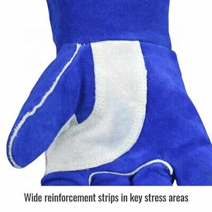 Wholesale Blue Welding Electric <b>Gloves</b> Working Leather <b>Long</b> Cow Split Leather Heat Resistance Safety Resistance Work <b>Gloves</b> - Product Image 4
