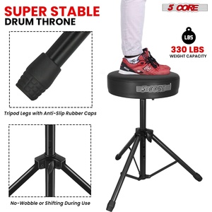 5 Core Drum Throne 3" Thick <b>Padded</b> Memory Foam Comfortable Drummer <b>Stool</b> 330Lb Capacity Adjustable - Product Image 5