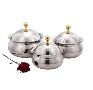 Juego de Cazuelas de Acero Inoxidable de Lujo con Tapa de Vidrio, para Buffet, Hotel o Restaurante - Product Image 4