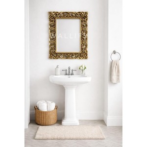Espejo de Pared Ornamental de Madera de Nogal Hecho a Mano con Hoja de Oro 30x24 Venta al por Mayor - Product Image 6