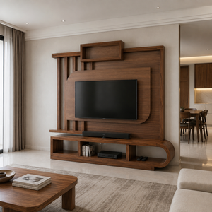 Custom Luxury Solid Wood <b>TV</b> Wall Unit Hotel Apartment Villa Resort Entertainment Center Modern Wooden Media Console Cabinet - Product Image 1