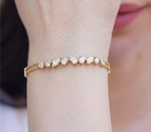 Bracelet Chaîne Classique Contemporain en Argent avec Diamants de Laboratoire pour Femme – Cadeau d'Anniversaire, Élégant, Luxe, Bijoux Fins pour Fête - Product Image 3