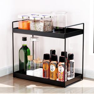 Modern Black Metal 2 Tier Countertop Organizer <b>Shelf</b> Kitchen Bathroom Storage <b>Rack</b> - Product Image 2