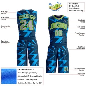 Conjunto de Camiseta de Baloncesto Sublimada Personalizada, Unisex para Adultos, Secado Rápido, Estampado Geométrico, Camiseta sin Mangas y Pantalones Cortos, Nombre del Equipo, Número 00 - Product Image 2