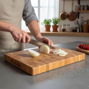 Tabla de cortar profesional de madera natural para cocina, para cortar verduras, frutas, carne, pan, queso, superficie de madera gruesa y duradera - Product Image 4