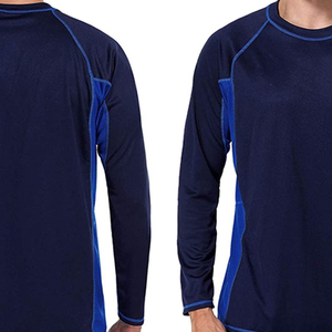 Men's Long Sleeve Rash Guard <b>Blue</b> Quick Dry Athletic <b>Base</b> <b>Layer</b> Top Full Sleeve Polyester Sport Wear - Product Image 4