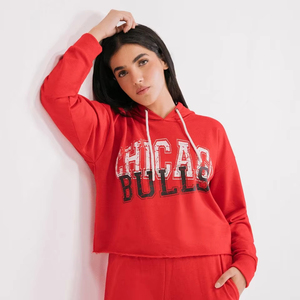 Sweat à capuche décontracté en toile rouge pour femme, personnalisable avec logo frontal, idéal pour l'hiver et l'automne, prix abordable sur le marché - Product Image 1