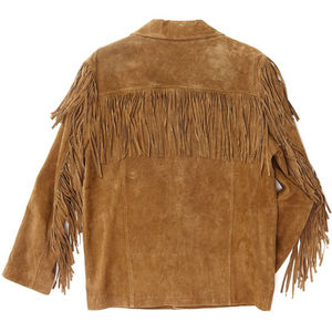 Chaqueta de Hombre Estilo Occidental OEM, de Cuero Genuino, para Invierno, Cálida, Elegante, Cómoda, de Manga Larga, con Flecos de Gamuza, Corte Ajustado - Product Image 2