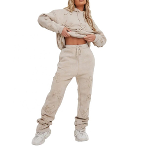 Conjunto de chándal de mujer con lavado ácido intenso, sudadera con capucha oversize y joggers, estilo streetwear, fabricante OEM de marca privada con OEM económico - Product Image 2