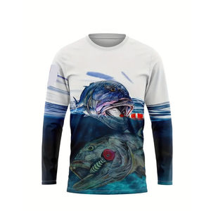 เสื้อตกปลาผู้ชาย แขนยาว ทรงปกติ ระบายอากาศได้ดี ซับเหงื่อ ผ้าฝ้าย/ใยไผ่ คอกลม คุณภาพสูง - Product Image 1
