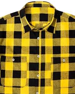 เสื้อเชิ้ตผ้าแฟลนเนลลายตารางสีเหลืองดำสำหรับผู้ชาย แขนยาว ติดกระดุม สไตล์ลำลองสำหรับฤดูหนาว เสื้อเชิ้ตลายตาราง ผลิตโดยโรงงาน OEM ทรงพอดีตัว - Product Image 4