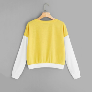 Custom Women Color Block Sweatshirt Chevron Striped Long Sleeve <b>Pullover</b> Casual Cotton Crop Top Ladies Winter Warm Loose <b>Jumpers</b> - Product Image 4