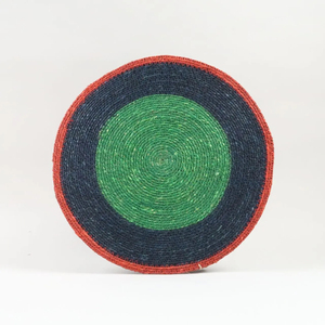 Manteles Individuales Redondos de Mimbre Trenzado de Seagrass Verde y Azul, Hechos a Mano y Sostenibles, para Mesa de Comedor, Decoración para Restaurantes, Venta al por Mayor - Product Image 1