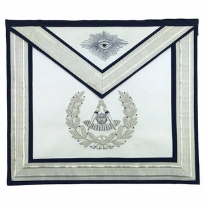 Delantal Masónico Past Master Blue Lodge con Bordado Plateado Hecho a Mano, Delantal Ceremonial de Primera Calidad - Product Image 4