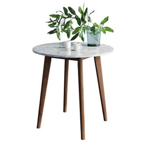 Table d'appoint réglable et flexible, style moderne et minimaliste, en bois massif et papier imitation marbre, stable, pour la maison et la cuisine - Product Image 5
