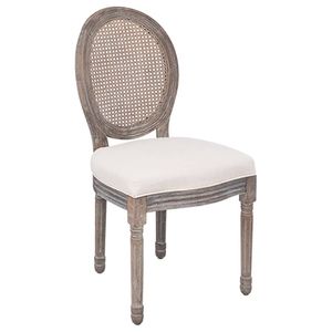 4 sillas de comedor de tela color crema - Product Image 2