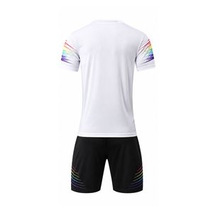 High Quality Professional White Soccer Uniform Jersey Shorts Set <b>Rainbow</b> Sleeve Sublimation Breathable Polyester Football Kit - Product Image 2