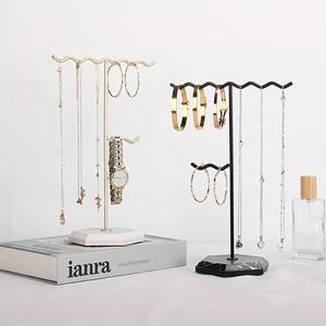 Soporte de Joyería Moderno Estilo Árbol con Ganchos Ondulados, Organizador de Collares Anti-Enredos, Base Estable, Exhibidor Elegante para Tocador - Product Image 2