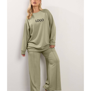 Conjunto Deportivo de 2 Piezas para Mujer Talla Grande, Ropa de Entrenamiento de Poliéster, Sudadera con Cuello Redondo y Pantalones Deportivos Anchos - Product Image 4