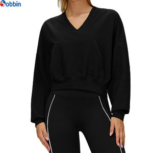 Top Selling Plus Size <b>Women</b> New Style <b>V</b> <b>Neck</b> Fleece Oversized Tops <b>Women</b> Cotton Pullover Wholesale Cropped Hoodies <b>Sweatshirts</b> - Product Image 1