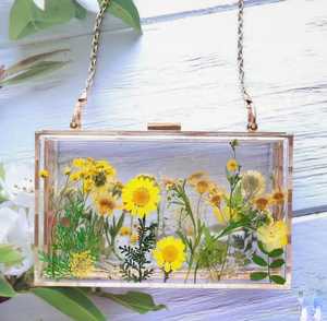 Floral Resin Clutch Summer Bloom with Pearl Handle Personalized Wedding <b>Bag</b> - Product Image 3