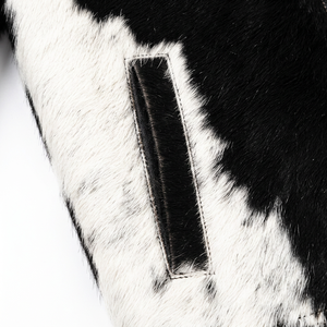 Nouvelle Veste Homme en Cuir de Vachette Respirante avec Logo Personnalisé, Col Montant Zippé, Patch en Fourrure Noire, Coupe Droite, Hiver - Product Image 5