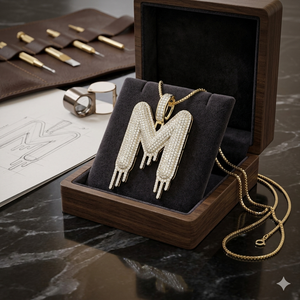 Collar de Plata 925 Bañado en Oro con Letra Inicial Personalizada, Diseño Goteado, con Moissanita, Joyería Fina de Moda - Product Image 6